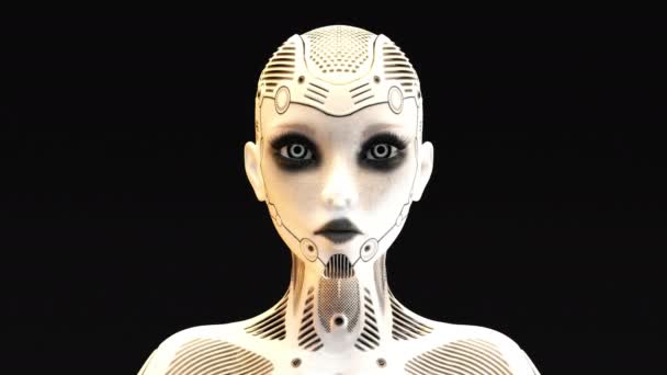 Animação Uma Cara Cyborg Que Transforma — Vídeo de Stock