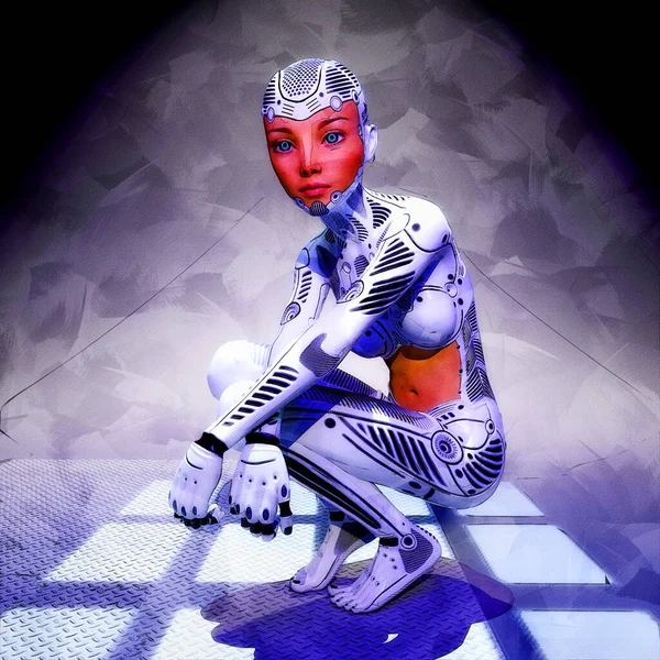 Illustratie Van Een Vrouwelijke Cyborg — Stockfoto