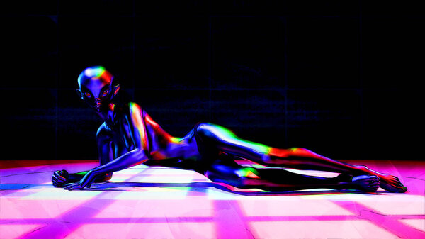 Художественная 3D иллюстрация инопланетянки