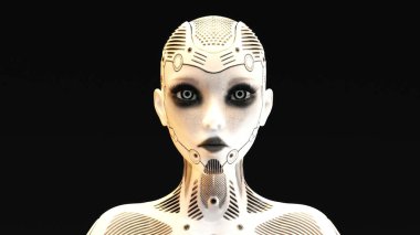 Dişi bir sayborgun sanatsal üç boyutlu çizimi