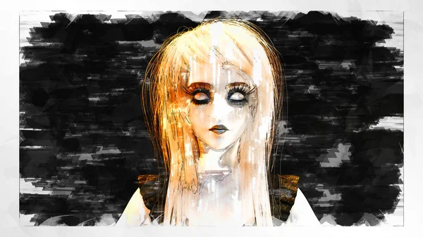 Fantezi bir kadının sanatsal üç boyutlu çizimi 