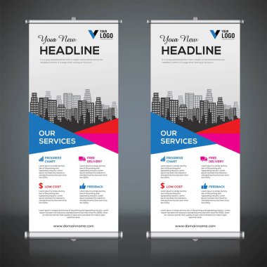 Afiş tasarım şablonu, dikey, arka plan, rulo Çek tasarım, modern x-banner, dikdörtgen boyutu.. 