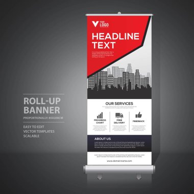 Roll up banner design template, vertical, abstract background, pull up design, modern x-banner, rectangle size.  clipart