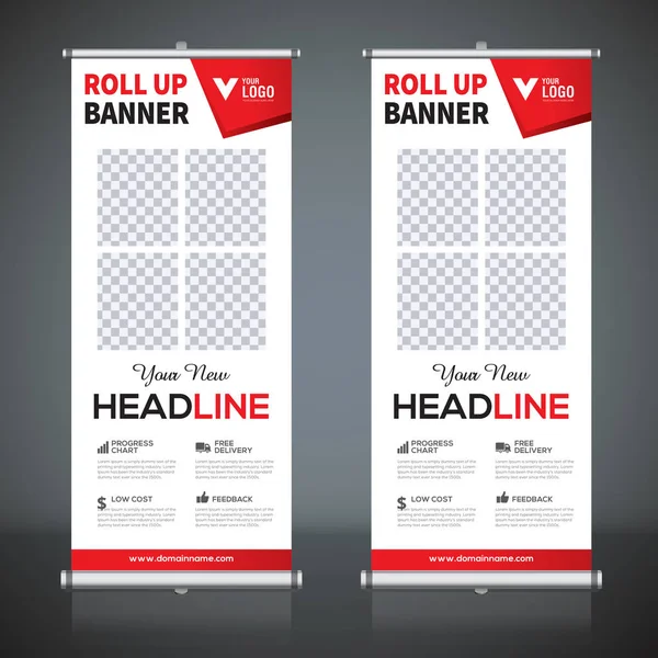 Roll Banner Ontwerpsjabloon Verticaal Abstracte Achtergrond Optrekken Van Design Modern — Stockvector