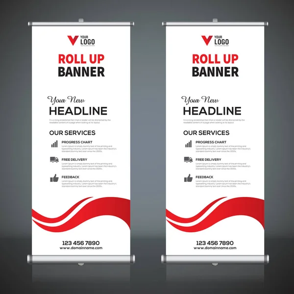 Roll Banner Ontwerpsjabloon Verticaal Abstracte Achtergrond Optrekken Van Design Modern — Stockvector