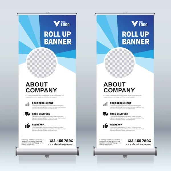 Roll Banner Ontwerpsjabloon Verticaal Abstracte Achtergrond Optrekken Van Design Modern — Stockvector