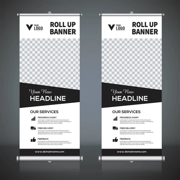 Κυλήστε Επάνω Πρότυπο Σχεδίασης Banner Κάθετες Αφηρημένα Φόντο Τραβήξτε Σχεδιασμό — Διανυσματικό Αρχείο