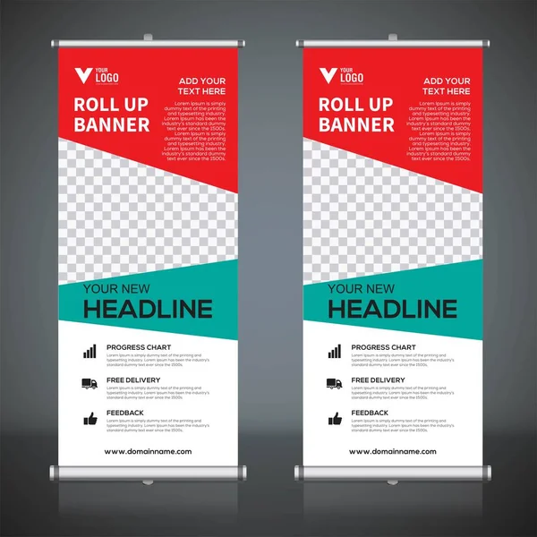 Roll Modelo Design Banner Vertical Fundo Abstrato Pull Design Banner — Vetor de Stock
