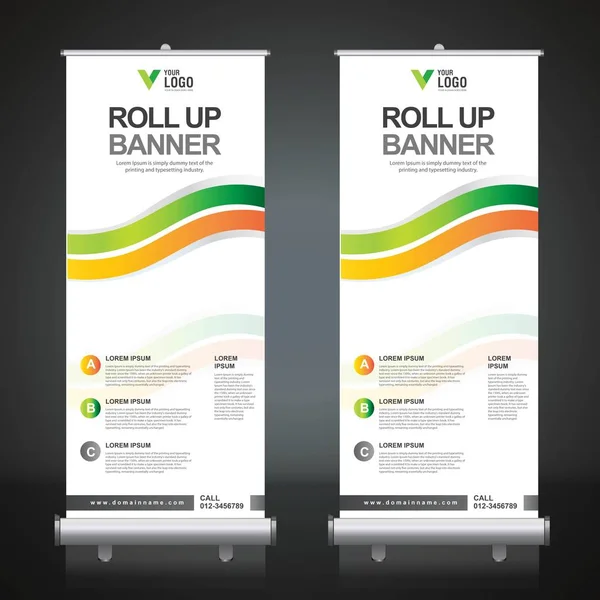 Roll Banner Ontwerpsjabloon Verticaal Abstracte Achtergrond Optrekken Van Design Modern — Stockvector