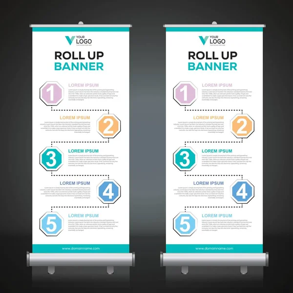 Roll Banner Ontwerpsjabloon Verticaal Abstracte Achtergrond Optrekken Van Design Modern — Stockvector