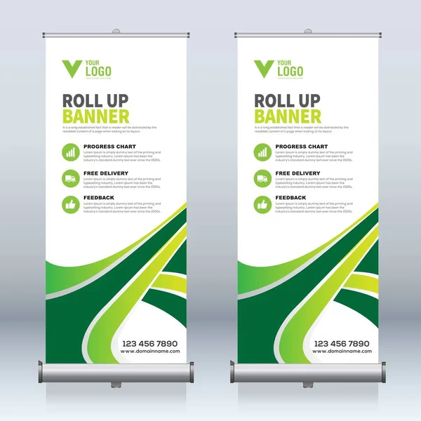 Roll Banner Design Vorlage Vertikal Abstrakter Hintergrund Hochklappbares Design Modernes — Stockvektor