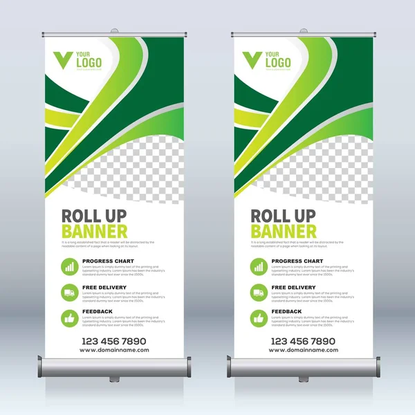 Roll Banner Ontwerpsjabloon Verticaal Abstracte Achtergrond Optrekken Van Design Modern — Stockvector