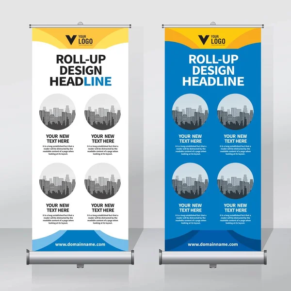 Roll Banner Šablonu Návrhu Vertikální Abstraktní Pozadí Vytáhni Design Moderní — Stockový vektor