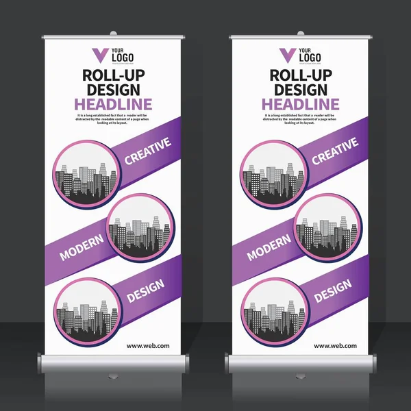 Roll Banner Ontwerpsjabloon Verticaal Abstracte Achtergrond Optrekken Van Design Modern — Stockvector