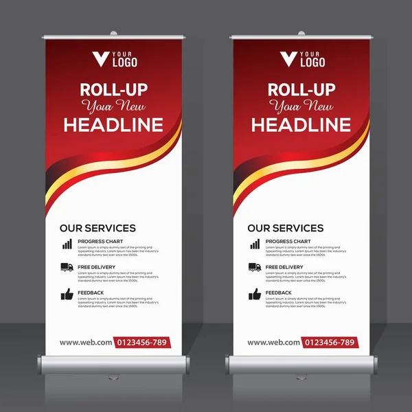 Roll Banner Šablonu Návrhu Vertikální Abstraktní Pozadí Vytáhni Design Moderní — Stockový vektor