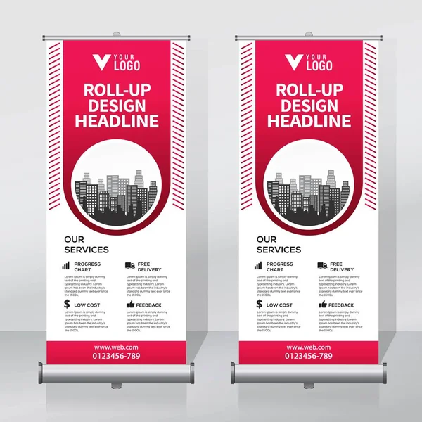 Roll Banner Šablonu Návrhu Vertikální Abstraktní Pozadí Vytáhni Design Moderní — Stockový vektor