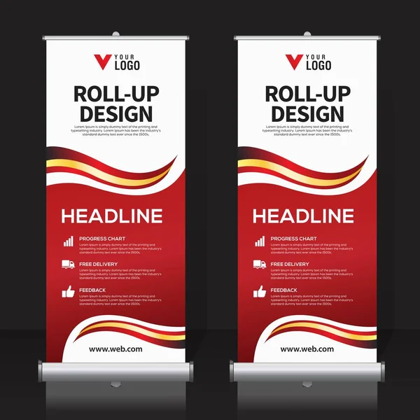 Roll Banner Šablonu Návrhu Vertikální Abstraktní Pozadí Vytáhni Design Moderní — Stockový vektor