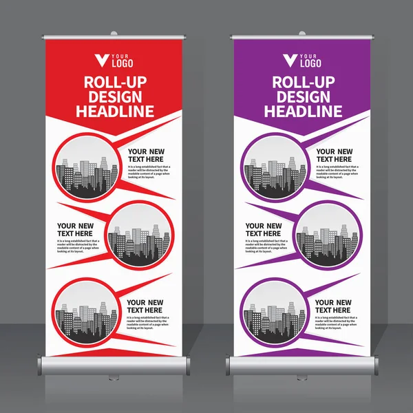 Rulla Upp Banner Formgivningsmall Vertikal Abstrakt Bakgrund Dra Upp Design — Stock vektor