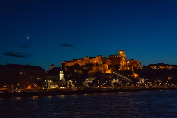 Budapesti Királyi Palota Éjszaka Budai Várat Hívta — Stock Fotó