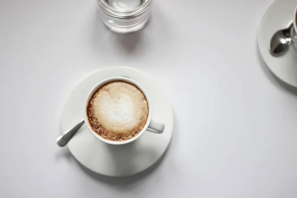Kopi Secangkir Cappuccino Yang Baru Diseduh Kopi Pagi Satu Cangkir — Stok Foto