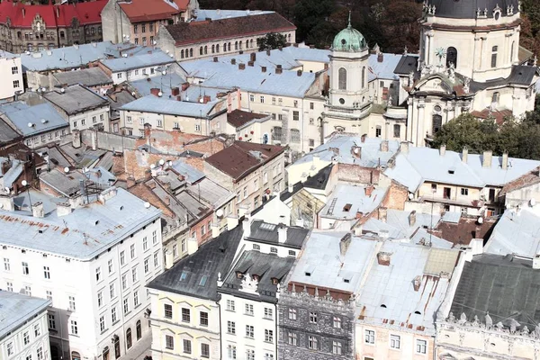 Lviv Ukraina Top View Blok Kota Lviv Pada Hari Yang Stok Lukisan  