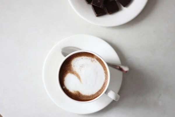 Kopi Cangkir Cappuccino Aromatik Dengan Milk Foam Yang Lezat Kopi — Stok Foto