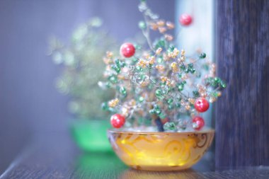 ev yapımı boncuk dekor tablo clouseup üzerinde