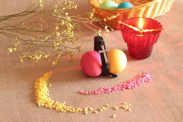 Easter Eggs Colored Seeds More — Stock Photo, Image