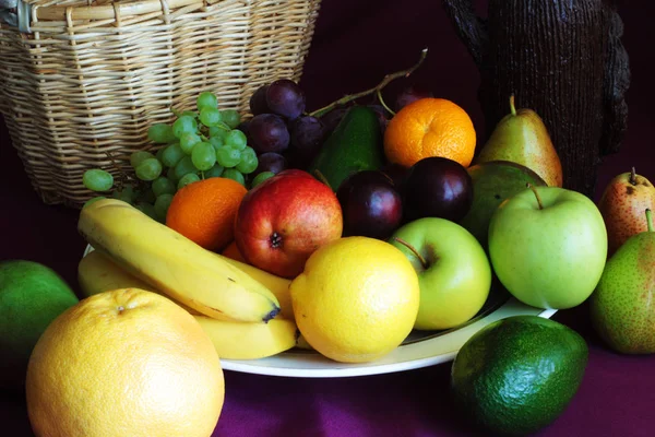 Appels Peren Bananen Pruimen Citroen Avocado Oranje Pomelo Druiven Mango — Stockfoto