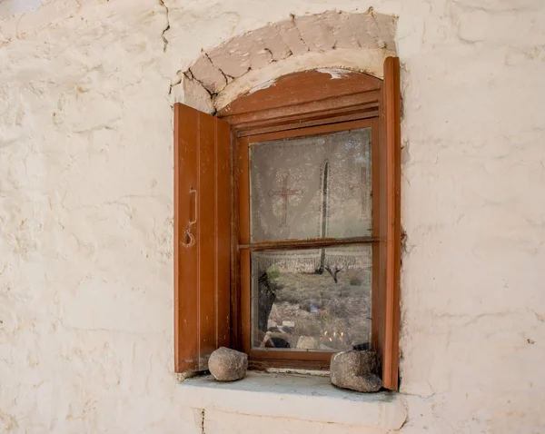 Fenster Einer Einfachen Griechisch Orthodoxen Kirche Auf Der Insel Lesbos — Stockfoto