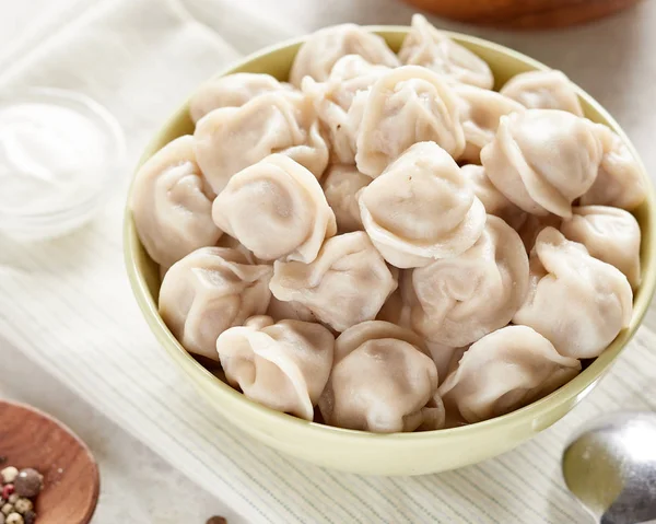 Close-up view of ready to eat dumplings in bowl