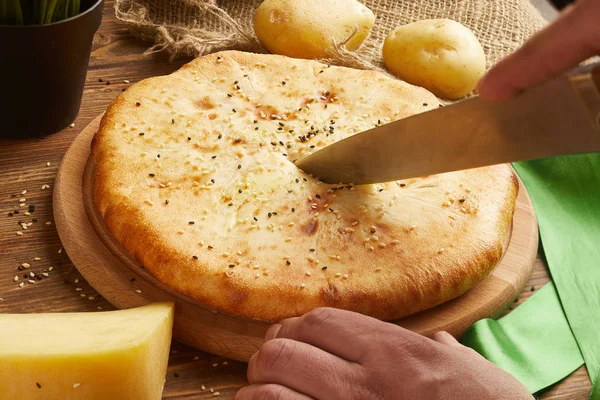 Close View Pie Potato Cheese — Stock Photo, Image