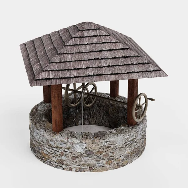 Realistische Darstellung Des Mittelalterlichen Brunnens — Stockfoto