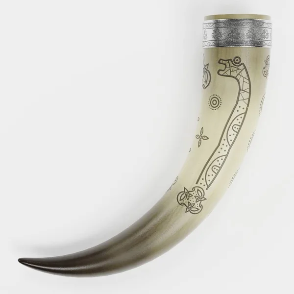 Realistické Vykreslení Viking Horn — Stock fotografie