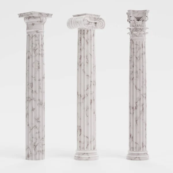 Realistische Rendering Van Kolommen Dorische Ionische Korinthische — Stockfoto
