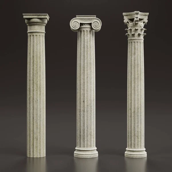 Refleic Render Columns Doric Ionic Corinthian — стоковое фото