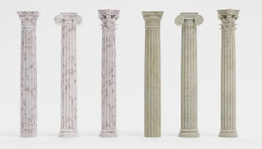 Gerçekçi 3d Sütun Render (Dorik, İyonik ve Korint)