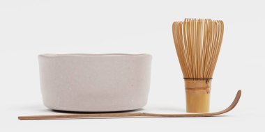 Matcha Set Gerçekçi 3d Render