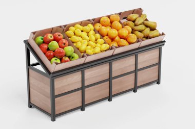 Gerçekçi 3d Meyve li Stand Render