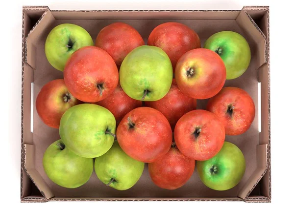 Realistische Darstellung Von Äpfeln Schachtel — Stockfoto