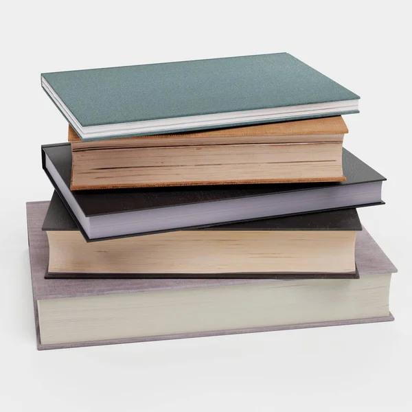 Realistic Render Pile Books — Stock Photo, Image