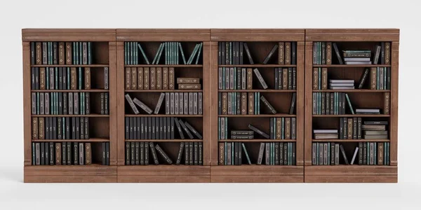 本を持つ本棚のリアルな3Dレンダリング — ストック写真