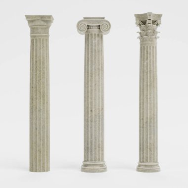 Gerçekçi 3d Sütun Render (Dorik, İyonik ve Korint)
