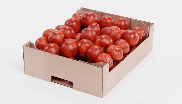 Realista Renderizado Tomates Caja —  Fotos de Stock