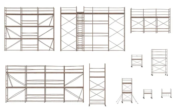 Realistico Render Del Set Ponteggi Metallo — Foto Stock