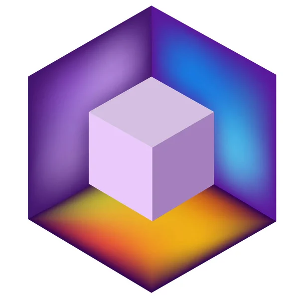 Cubo Multifacético Color Sobre Fondo Blanco — Vector de stock