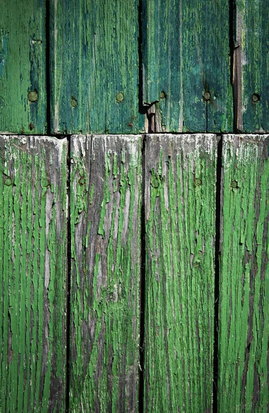 Hintergrund Oder Textur Alte Grüne Farbe Auf Verwittertem Holz — Stockfoto