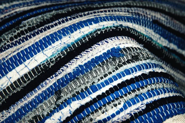 Background Textile Details Blue White Woven Carpet — Stock Photo, Image