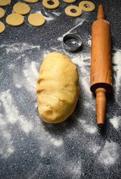 Hintergrund Lebensmittel Geformten Teig Für Kuchen — Stockfoto