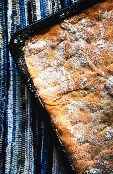 Lebensmittel Hintergrund Abstrakte Oberfläche Von Gebackenem Kuchen Einer Pfanne — Stockfoto